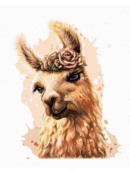 Diamantové maľovanie - LAMA S KVETMI (Rámovanie bez rámu a bez vypnutia plátna, Rozmer 40x50 cm)