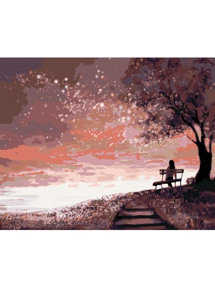 Diamantové maľovanie - LAVIČKA S VÝHĽADOM NA OBLOHU (Rámovanie bez rámu a bez vypnutia plátna, Rozmer 40x50 cm)