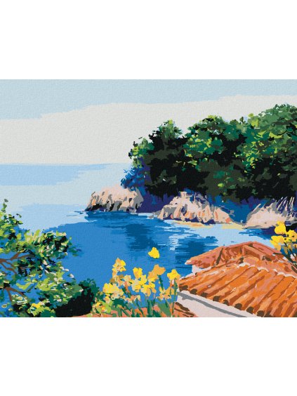 Diamantové maľovanie - LETNÝ DOM V ZÁTOKE (Rámovanie bez rámu a bez vypnutia plátna, Rozmer 40x50 cm)