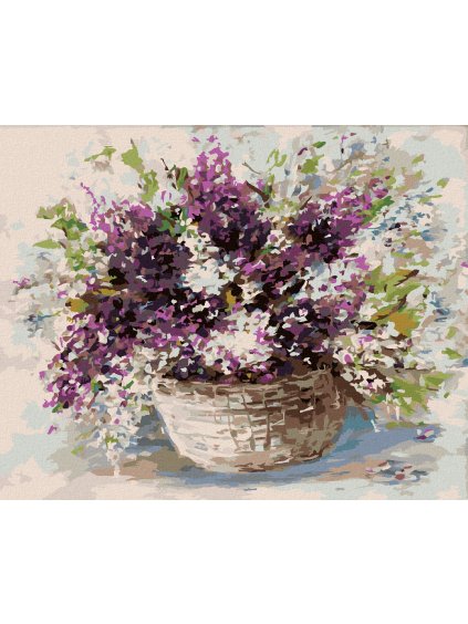 Diamantové maľovanie - LEVANDUĽA V PRÚTENOM KOŠÍKU (Rámovanie bez rámu a bez vypnutia plátna, Rozmer 40x50 cm)