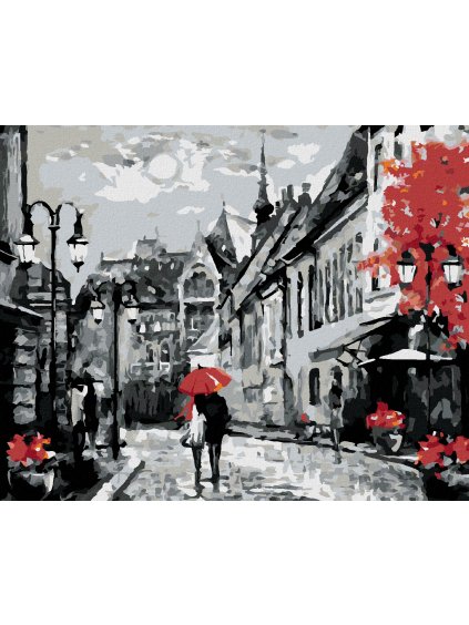 Diamantové maľovanie - ĽUDIA POD DÁŽDNIKOM V BUDAPEŠTI (Rámovanie bez rámu a bez vypnutia plátna, Rozmer 40x50 cm)