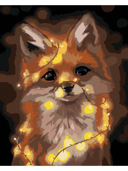 Diamantové maľovanie - LÍŠKA SO SVETLAMI (Rámovanie bez rámu a bez vypnutia plátna, Rozmer 40x50 cm)