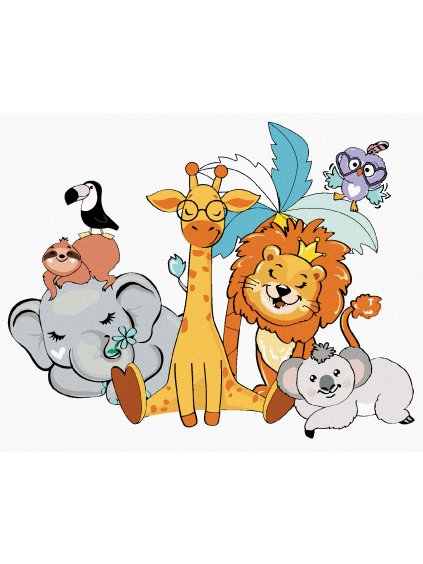 Diamantové maľovanie - ŽIRAFA, SLON, LEV, KOALA, TUKAN A ĎALŠIE ZVIERATKÁ (Rámovanie bez rámu a bez vypnutia plátna, Rozmer 40x50 cm)