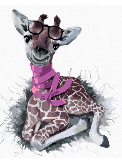 Diamantové maľovanie - ŽIRAFA SO ŠÁLOM (Rámovanie bez rámu a bez vypnutia plátna, Rozmer 40x50 cm)