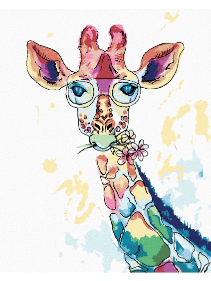 Diamantové maľovanie - ŽIRAFA S OKULIARMI (Rámovanie bez rámu a bez vypnutia plátna, Rozmer 40x50 cm)