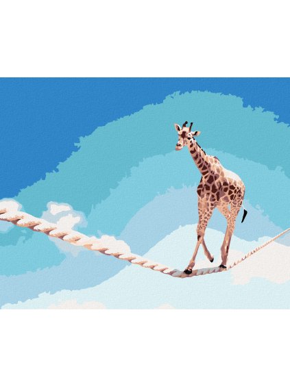 Diamantové maľovanie - ŽIRAFA NA LANE (Rámovanie bez rámu a bez vypnutia plátna, Rozmer 40x50 cm)