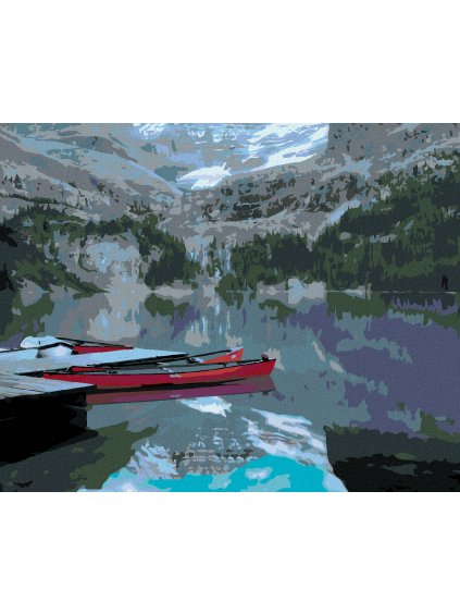 Diamantové maľovanie - LODE NA JAZERE - DETAIL (DENNIS FRATES) (Rámovanie bez rámu a bez vypnutia plátna, Rozmer 40x50 cm)