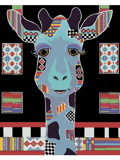 Diamantové maľovanie - ŽIRAFA NA ČIERNOM POZADÍ (JONNA JAMES) (Rámovanie bez rámu a bez vypnutia plátna, Rozmer 40x50 cm)