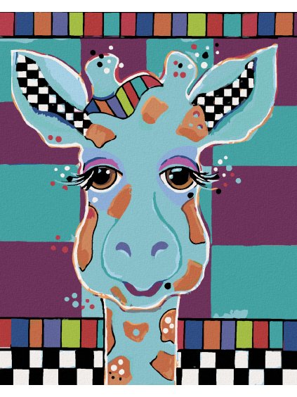 Diamantové maľovanie - ŽIRAFA NA FAREBNOM POZADÍ (JONNA JAMES) (Rámovanie bez rámu a bez vypnutia plátna, Rozmer 40x50 cm)