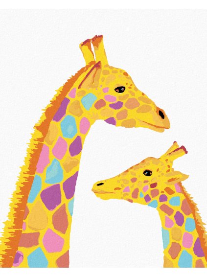 Diamantové maľovanie - ŽIRAFA A JEJ MLÁĎA (Rámovanie bez rámu a bez vypnutia plátna, Rozmer 40x50 cm)