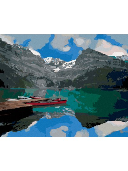 Diamantové maľovanie - LODE NA JAZERE (DENNIS FRATES) (Rámovanie bez rámu a bez vypnutia plátna, Rozmer 40x50 cm)