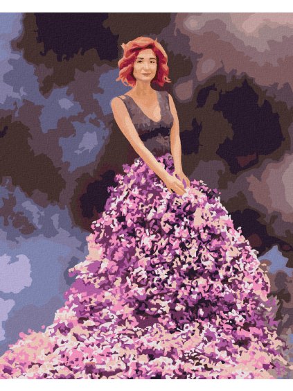 Diamantové maľovanie - ŽENA V ORGOVÁNOVÝCH ŠATÁCH (Rámovanie bez rámu a bez vypnutia plátna, Rozmer 40x50 cm)