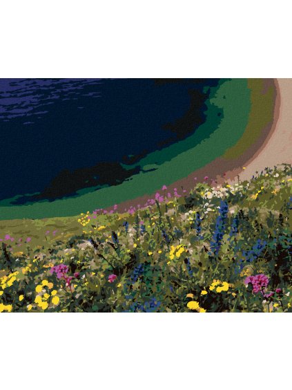 Diamantové maľovanie - LÚČNE KVETY NAD POBREŽÍM (DENNIS FRATES) (Rámovanie bez rámu a bez vypnutia plátna, Rozmer 40x50 cm)