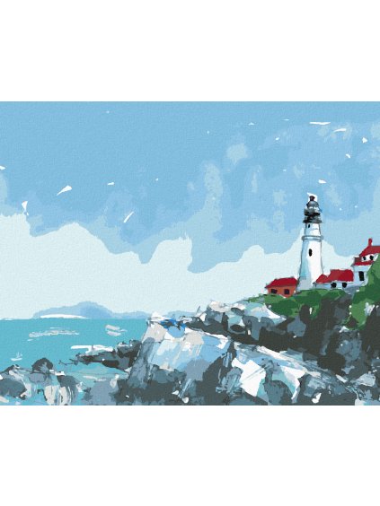 Diamantové maľovanie - MAJÁK PRI MORI (Rámovanie bez rámu a bez vypnutia plátna, Rozmer 40x50 cm)