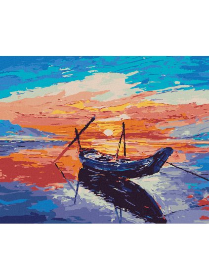 Diamantové maľovanie - MALÁ RYBÁRSKA LOĎKA (Rámovanie bez rámu a bez vypnutia plátna, Rozmer 40x50 cm)