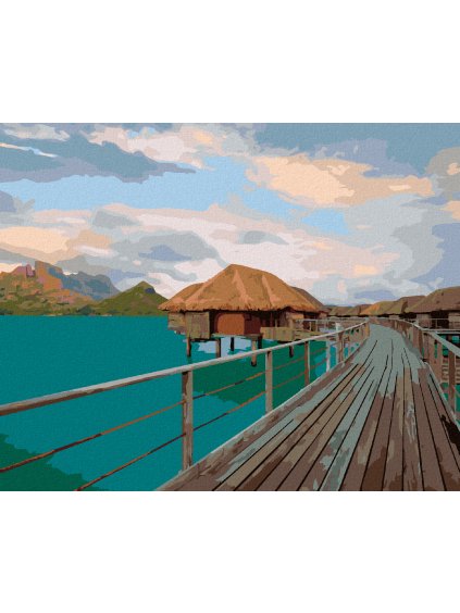 Diamantové maľovanie - MALEDIVY - DOMY (DENNIS FRATES) (Rámovanie bez rámu a bez vypnutia plátna, Rozmer 40x50 cm)