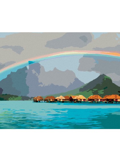 Diamantové maľovanie - MALEDIVY - DÚHA (DENNIS FRATES) (Rámovanie bez rámu a bez vypnutia plátna, Rozmer 40x50 cm)