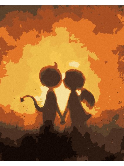 Diamantové maľovanie - MALÝ DIABOL S ANJELOM (Rámovanie bez rámu a bez vypnutia plátna, Rozmer 40x50 cm)