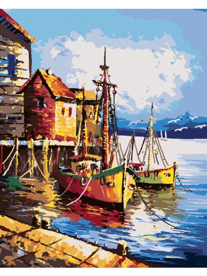 Diamantové maľovanie - MALÝ PRÍSTAV V BENÁTKACH (Rámovanie bez rámu a bez vypnutia plátna, Rozmer 40x50 cm)