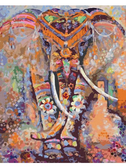 Diamantové maľovanie - MANDALOVÝ SLON (Rámovanie bez rámu a bez vypnutia plátna, Rozmer 40x50 cm)