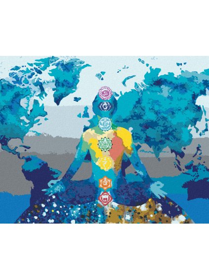 Diamantové maľovanie - MEDITÁCIA SPÁJAJÚCA CELÝ SVET (Rámovanie bez rámu a bez vypnutia plátna, Rozmer 40x50 cm)