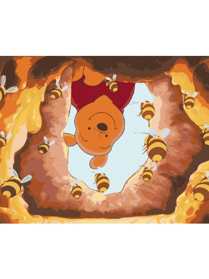 Diamantové maľovanie - MACKO PU A MED (Rámovanie bez rámu a bez vypnutia plátna, Rozmer 40x50 cm)