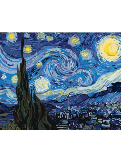 Diamantové maľovanie - MESIAC V PODANÍ VAN GOGHA (Rámovanie bez rámu a bez vypnutia plátna, Rozmer 40x50 cm)