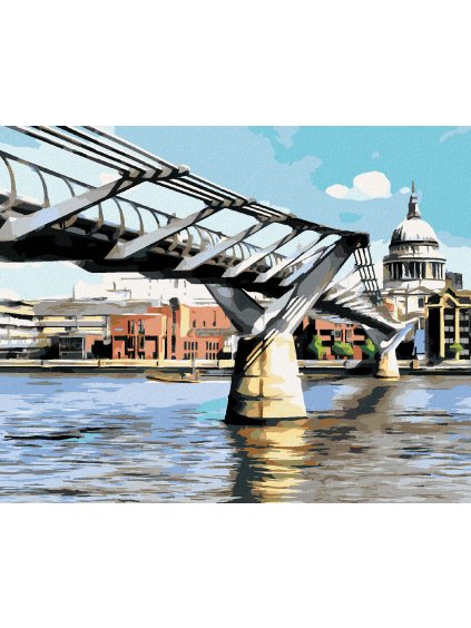 Diamantové maľovanie - MILLENNIUM BRIDGE V LONDÝNE (Rámovanie bez rámu a bez vypnutia plátna, Rozmer 40x50 cm)
