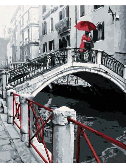 Diamantové maľovanie - ZAMILOVANÝ PÁR NA MOSTE (Rámovanie bez rámu a bez vypnutia plátna, Rozmer 40x50 cm)