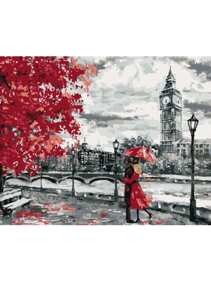 Diamantové maľovanie - MILUJÚCI PÁR V LONDÝNE (Rámovanie bez rámu a bez vypnutia plátna, Rozmer 40x50 cm)