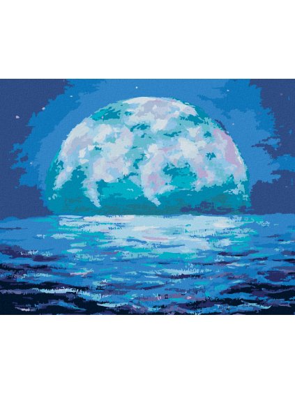 Diamantové maľovanie - MODRÝ ÚSVIŤ MESIACA (Rámovanie bez rámu a bez vypnutia plátna, Rozmer 40x50 cm)