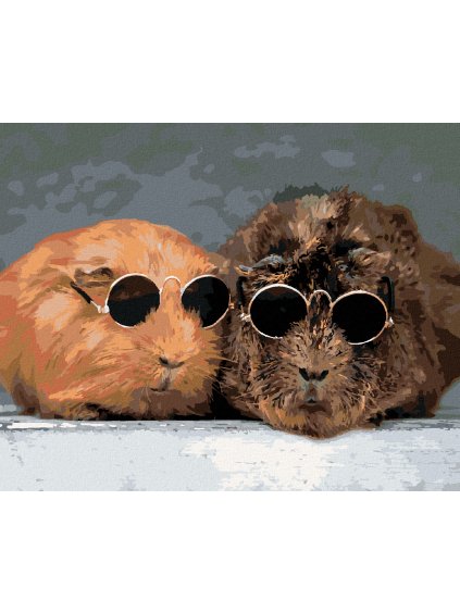 Diamantové maľovanie - MORČATÁ SA OPALUJÚ (Rámovanie bez rámu a bez vypnutia plátna, Rozmer 40x50 cm)