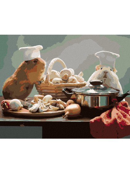 Diamantové maľovanie - MORČATÁ VARIA OBED (Rámovanie bez rámu a bez vypnutia plátna, Rozmer 40x50 cm)