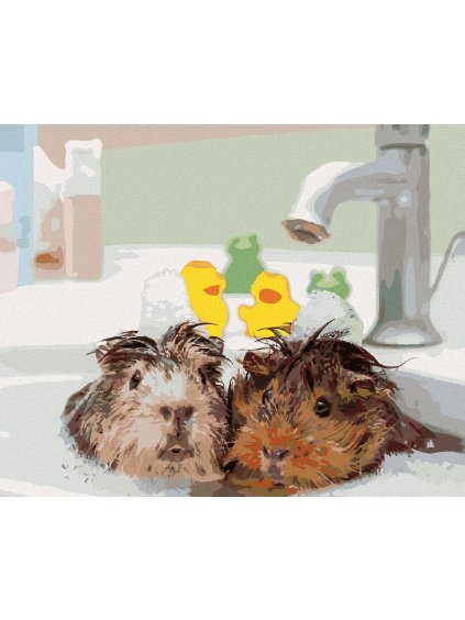 Diamantové maľovanie - MORČATÁ VO VODE (Rámovanie bez rámu a bez vypnutia plátna, Rozmer 40x50 cm)