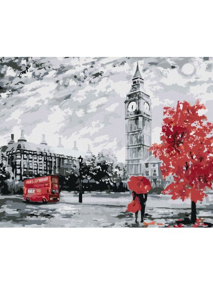 Diamantové maľovanie - ZAMILOVANÝ PÁR V LONDÝNE (Rámovanie bez rámu a bez vypnutia plátna, Rozmer 40x50 cm)