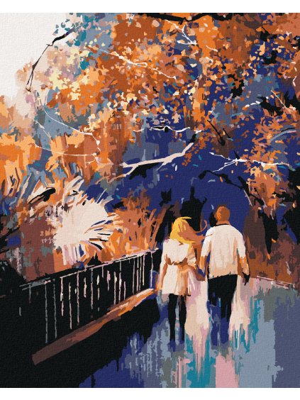 Diamantové maľovanie - ZAMILOVANÝ PÁR V PARKU (Rámovanie bez rámu a bez vypnutia plátna, Rozmer 40x50 cm)