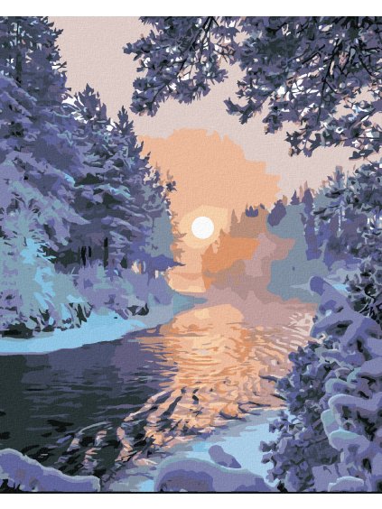 Diamantové maľovanie - ZMRZNUTÁ RIEKA (Rámovanie bez rámu a bez vypnutia plátna, Rozmer 40x50 cm)
