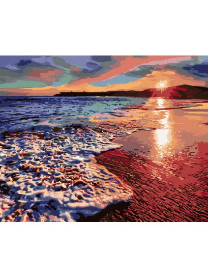 Diamantové maľovanie - ZÁPAD SLNKA NA BREHU PLÁŽE II (Rámovanie bez rámu a bez vypnutia plátna, Rozmer 40x50 cm)