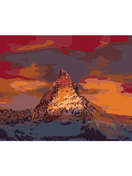 Diamantové maľovanie - ZÁPAD SLNKA NA HORÁCH (Rámovanie bez rámu a bez vypnutia plátna, Rozmer 40x50 cm)