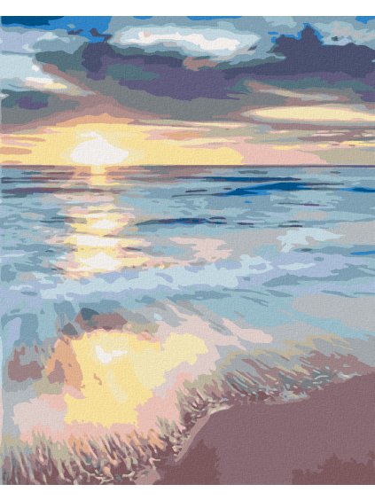 Diamantové maľovanie - ZÁPAD SLNKA NA PLÁŽI (Rámovanie bez rámu a bez vypnutia plátna, Rozmer 40x50 cm)