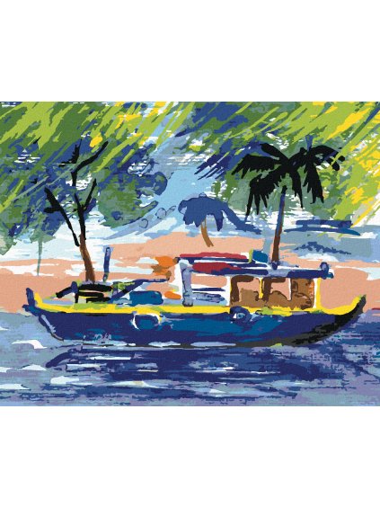 Diamantové maľovanie - VÝLETNÁ LOĎ (Rámovanie bez rámu a bez vypnutia plátna, Rozmer 40x50 cm)