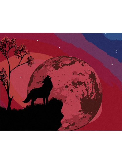 Diamantové maľovanie - VYTIE VLKA NA ÚTESE (Rámovanie bez rámu a bez vypnutia plátna, Rozmer 40x50 cm)