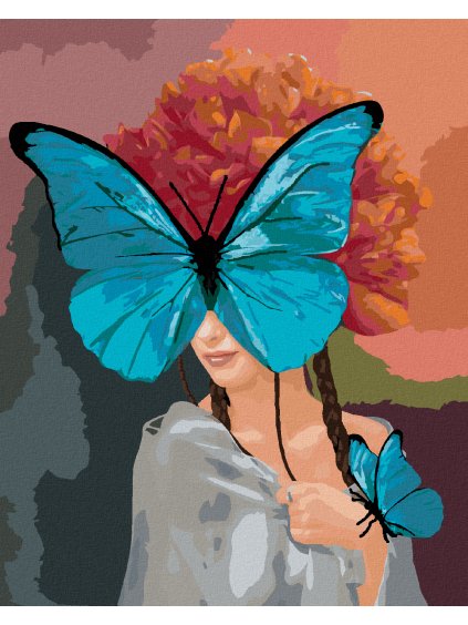 Diamantové maľovanie - ŽENA S MOTÝĽMI A PIVÓNIAMI (Rámovanie bez rámu a bez vypnutia plátna, Rozmer 40x50 cm)