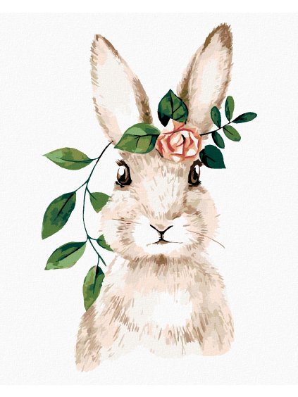 Diamantové maľovanie - ZAJAC S RUŽOU (Rámovanie bez rámu a bez vypnutia plátna, Rozmer 40x50 cm)