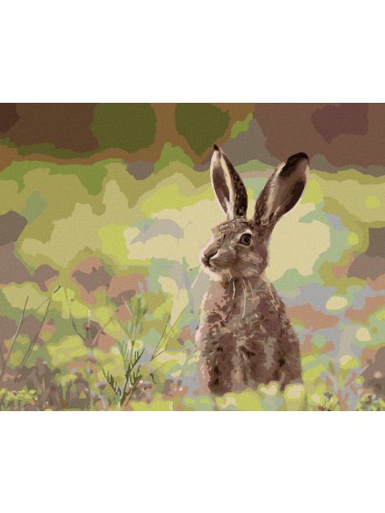 Diamantové maľovanie - ZAJAC V TRÁVE (Rámovanie bez rámu a bez vypnutia plátna, Rozmer 40x50 cm)