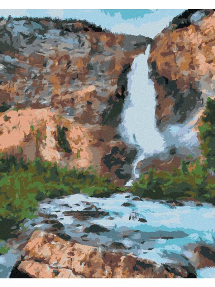 Diamantové maľovanie - VODOPÁD V LESE (Rámovanie bez rámu a bez vypnutia plátna, Rozmer 40x50 cm)