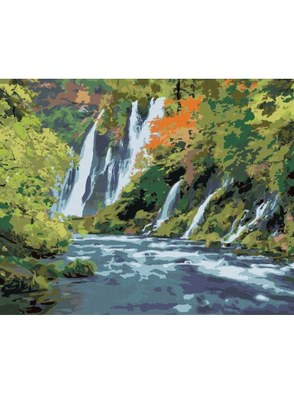 Diamantové maľovanie - VODOPÁDY URPOSTRED LESA (DENNIS FRATES) (Rámovanie bez rámu a bez vypnutia plátna, Rozmer 40x50 cm)