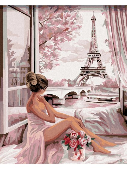 Diamantové maľovanie - POHĽAD NA EIFFELOVU VEŽU (Rámovanie bez rámu a bez vypnutia plátna, Rozmer 40x50 cm)