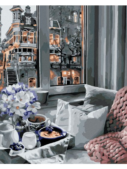 Diamantové maľovanie - POHĽAD Z OKNA (Rámovanie bez rámu a bez vypnutia plátna, Rozmer 40x50 cm)