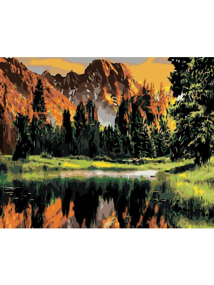 Diamantové maľovanie - VÝCHOD SLNKA V HORÁCH (Rámovanie bez rámu a bez vypnutia plátna, Rozmer 40x50 cm)